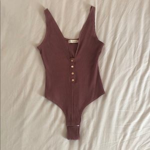 Mauve Plunging Neckline Body Suit